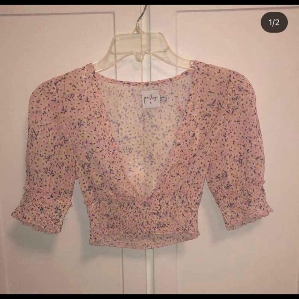 princess polly cropped floral shirt